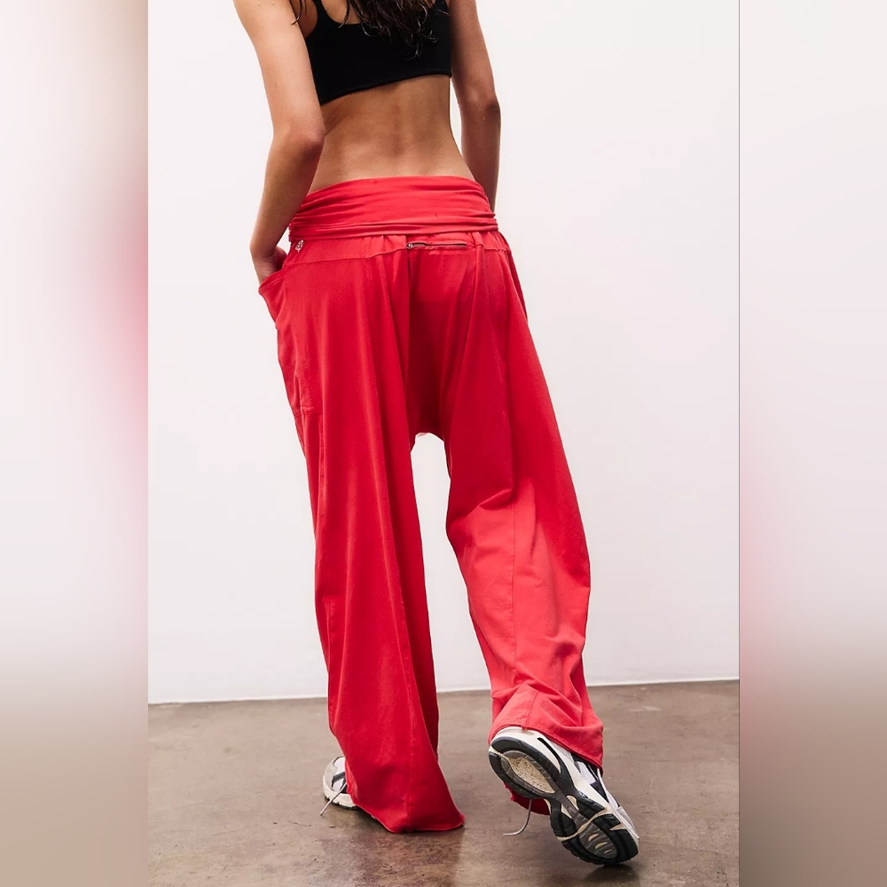 Women's Red Wide-Leg Lounge Pants - Picture 2 of 6